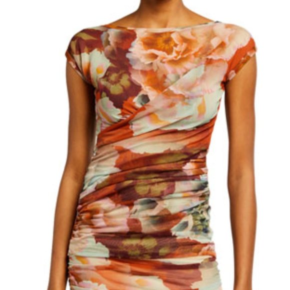 fuzzi Tops - JPG- FUZZI Floral Cap Sleeved Mesh Top Blouse Tank